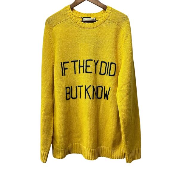 SALE!!!!!! Gucci If They Did GG Logo Wool Yellow Unisex Sweater Size M NWT - Picture 1 of 10